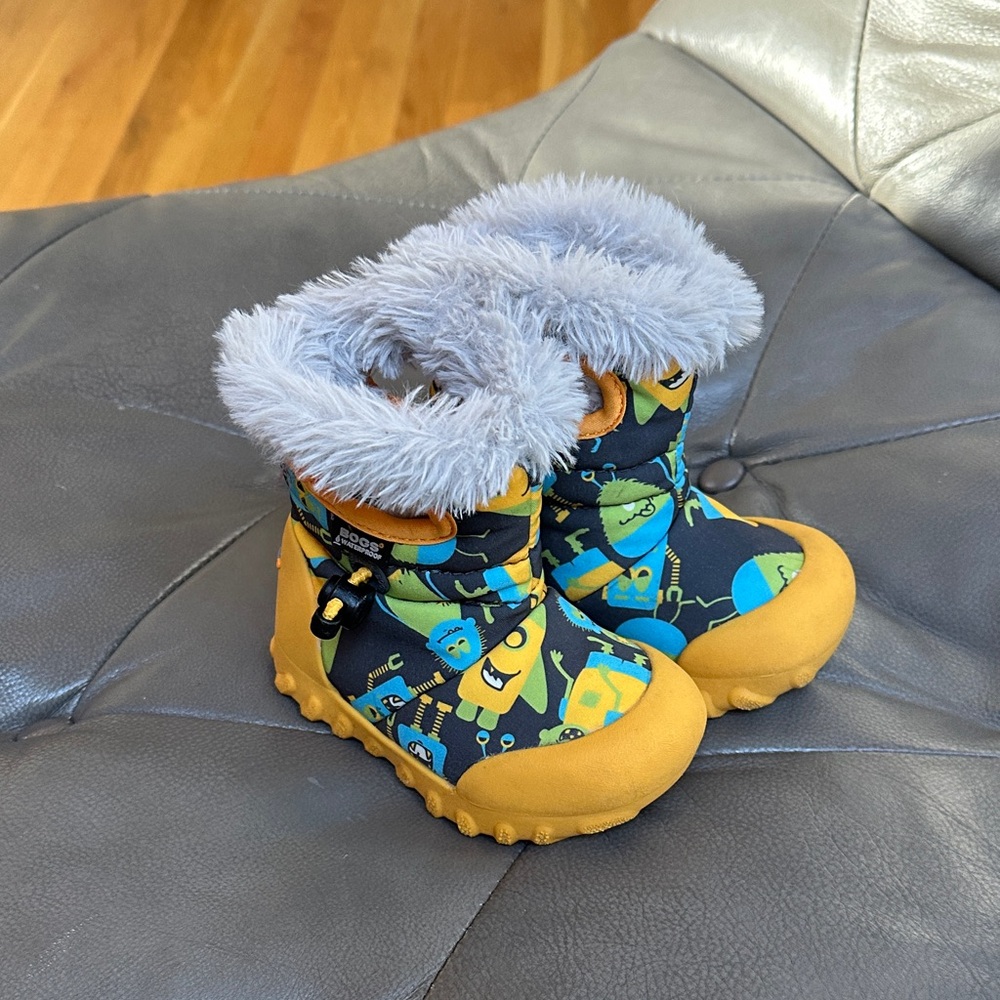 Bogs Blue and Yellow Kids Snow Boots